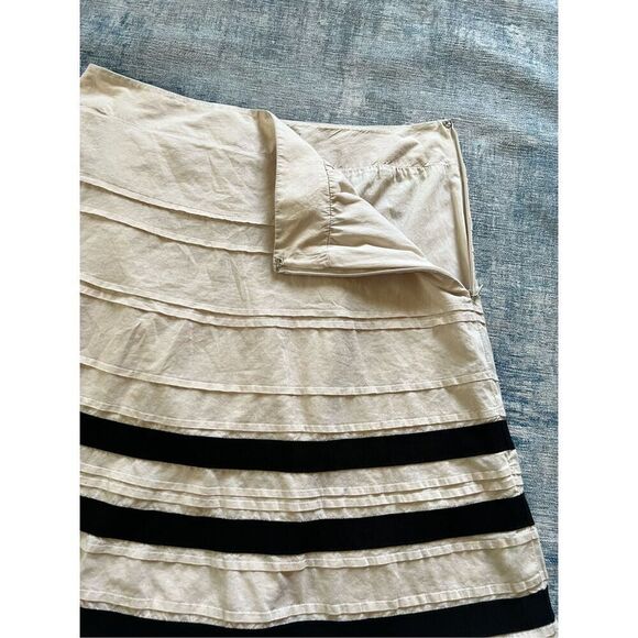 Ann Taylor Loft Beige Black Stripe A Line Skirt Size 2 - Picture 3 of 7